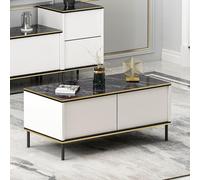 Hanah Home Moderna Mesa de café Blanco, 90 x 45 x 40 cm, 100% melamina, 18 mm de Grosor, Elegante y Funcional para Sala de Estar y salón