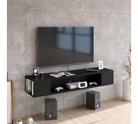 Hanah Home Moderno Soporte para TV Negro, 135 cm de Ancho, 100% melamina revestida, 18 mm de Grosor | Wall Mountable, Multiple Shelves, diseño Elegante y Funcional para Sala de Estar
