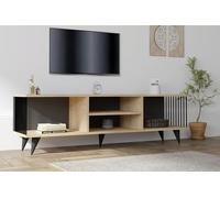 Hanah Home Sapphire TV Stand, 160 cm de Ancho, 48,6 cm de Alto, 40 cm de Profundidad | 100% melamina revestida de Tablero, 18 mm de Grosor | Diseño Elegante con numerosas bandejas