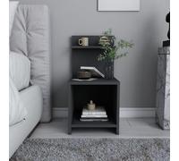 Hanah Home Scandinavian Nightstand Anthracite, 35,6 x 37,4 x 72 cm, 100% melamina revestida, 18 mm de Grosor, Elegante y Funcional para dormitorios Modernos