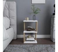 Hanah Home Scandinavian Nightstand, Blanco y Roble, 29,6 x 29,6 x 49,4 cm, 100% melamina revestida, 18 mm de Grosor, solución de Almacenamiento Elegante y Funcional