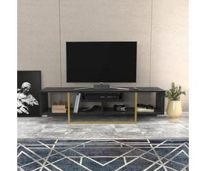 Hanah Home Soporte de televisión, Melamina, Negro y Dorado, Talla única