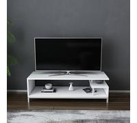 Hanah Home Soporte para TV escandinavo, Blanco, 120 x 44,6 x 37,6 cm, Tablero de partículas Recubierto de melamina, 18 mm de Grosor, Elegante y Funcional para Salas de Estar Modernas