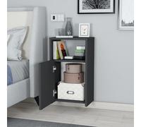 Hanah Home Stylish Anthracite Nightstand 36 x 61.4 x 25.3 cm | 100% Chipboard Wall Mountable | Perfect for Modern Bedrooms & Living Spaces