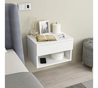 Hanah Home Stylish White Nightstand 44,6 x 29 x 31,6 cm | 100% Chipboard Wall Mountable | Perfect for Modern Bedrooms & Living Spaces, Elegant Design