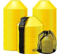 Hanaive 100 mini conos de fútbol para ejercicios de 5 pulgadas, conos deportivos de agilidad, conos de disco de agilidad con accesorios para entrenamiento de fútbol para niños (amarillo, negro)