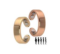 Hanaoops 2 Piezas Anillos de Terapia Magnéticos para Mujeres y Hombres Ajustables Apertura Anillo de Dedo con Imanes Magnéticos Sólido Anillos de Imán (Oro y oro rosa, Talla única)