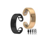 Hanaoops 2 Piezas Anillos de Terapia Magnéticos para Mujeres y Hombres Ajustables Apertura Anillo de Dedo con Imanes Magnéticos Sólido Anillos de Imán (Oro y negro, Talla única)