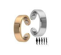 Hanaoops 2 Piezas Anillos de Terapia Magnéticos para Mujeres y Hombres Ajustables Apertura Anillo de Dedo con Imanes Magnéticos Sólido Anillos de Imán (Plata y oro, Talla única)