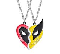 Hanaoops 2 Piezas Collar de Amistad, Classic Dead-Pool Wolverine Best Friends - Collar con Colgante de Placa de Perro Roja y Amarilla BFF Collar Regalos para Mejores Amigos (Rojo y amarillo)