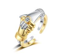 Hanaoops Anillo Abrazo para Mujer Anillos de Promesa Ajustables Abierto para Parejas 2 Piezas Regalo Joyería Personalizada para Esposa Novia (Oro Plata, Talla única)