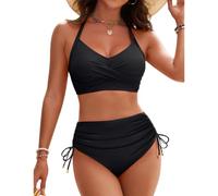 Hanaoops Conjuntos de Bikini para Mujer Push Up Torcida Bikini Traje de Baño Dos Piezas Sujetador y Braguitas Cintura Alta Basic Tankinis BañAdores Correas Laterales Biquini Ropa Playa