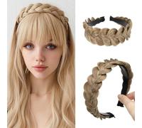 Hanaoops Diademas Trenzadas de Pelo Sintético para Mujer Elástico Criss Cross Hair Bands Accesorios para Vestir Todos los Días de las Niñas (Beige Sáhara)