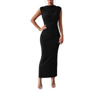 Hanaoops Mujer Vestido de Fiesta Sexy Ajustado Sin Mangas Largo Vestidos Bodycon Abertura Wrap Maxi Vestido para Cócteles Bailes Partido Club