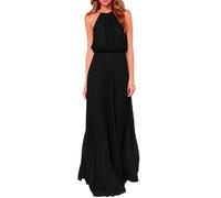 Hanaoops Vestido Elegante Mujer Verano Sin Mangas Casual Vestidos Largo Fiesta Sexy Cuello Halter Vestido de Cóctel Festivo para Mujer