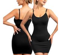 Hanaoops Vestido Moldeador para Mujer Fajas de Abdomen Levantamiento de Glúteos Body Shaper Dress Vestidos de Reductor sin Costuras Negro Moldeador de Figuras con Tirantes Ajustables