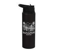 Hanapepe Hawaii Minimalist City Skyline Travel Souvenir Stainless Steel Insulated Water Bottle