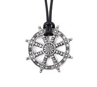 Hanary Collar de Dharmachakra budista con la rueda de la vida del Dharma, regalo de joyería budista para hombres y mujeres