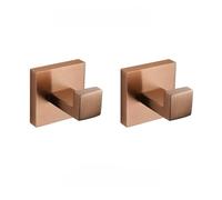HANASE Accesorios de baño de oro rosa cepillado Accesorios de baño cuadrados Soporte de papel higiénico Soporte de toalla Barra Gancho para bata Toallero, gancho para bata 2 piezas