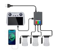 Hanatora Cargador de batería con pantalla LCD para DJI Mini 3, Mini 3 Pro Drone,5 en 1 Fast Multi Paralelo Hub Accesorios