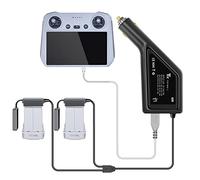 Hanatora Cargador de batería de coche para DJI Mini 3, Mini 3 Pro Drone, 3 en 1 (USB + 2 baterías) 12 V de carga rápida Hub accesorios