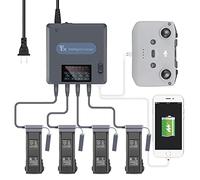 Hanatora Cargador paralelo LCD con carga de almacenamiento para DJI Mavic 3/Cine/Classic/Pro/Enterprise batería, Display Rapid Multi Charging Hub Drone Accesorios