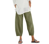 Hanaturu Pantalones largos sueltos y rectos hechos de material de algodón, que se adaptan fácilmente a los pantalones de estilo al aire libre de las mujeres amplia 48, Verde militar #3., M