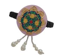 Hanbok - Aro para el pelo con perlas de imitación, postizo tradicional coreano, accesorio para el pelo con esmalte azul, para eventos culturales y uso diario