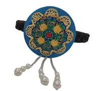 Hanbok - Aro para el pelo con perlas de imitación, postizo tradicional coreano, accesorio para el pelo con esmalte azul, para eventos culturales y uso diario
