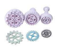 HANBOLI Cortadores de Galletas, Engranajes de plástico Cortadores de Galletas Steampunk Fondant Moldes Cogs Molde Fondant Cake Moldes Selladores de émbolo para decoración de Cupcakes