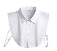 HANBOLI Cuello Falso, Oficina para Hombre Formal Desmontable Dickey Blusa Botón de Color sólido Simple Cuello Falso Negocios con Solapa en Capas Media Camisa Azul Claro