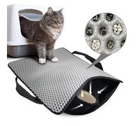 Hanbramo Alfombra Gatos Arenero, 61x38CM panal de doble capa antideslizante Alfombrilla Arenero Gato, impermeable y a prueba de orina Alfombra para Gatos para caja de arena, Cat Litter Mat