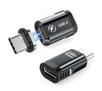 HanCenDa Adaptador magnético USB -C, 2 unidades, 180 grados, tipo C, adaptador magnético de 24 pines, color negro, PD 240 W, carga rápida, USB4, 40 Gbit/s, transferencia de datos 8 K, 60 Hz, vídeo