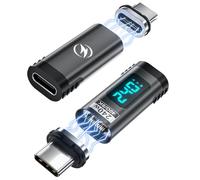 HanCenDa Paquete de 2 adaptadores magnéticos USB C con pantalla digital, adaptador USB-C macho a hembra de 24 pines, PD 240 W, video de 40 Gbps 8K para USB 4 Steam Deck, ROG Ally, Switch, PC, tablet,