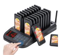 Hanchen Sistema de localizador de restaurantes, sistema de llamadas inalámbrico, zumbador de distanciamiento social, máximo 98, juego de buscapersonas, vibraciones, espera, zumbadores para comida,