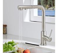 HanCrobiyx Grifo Cocina Extraible, Grifos Cocina Fregadero Mezclador Monomando con Ducha 2 Modos de Ajuste, Grifo Extensible Acero Inoxidable Cepillado de Giratorio a 360°, Agua Fría y Caliente