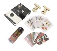 Hand Account Gift Box Set Antiquity Series Songhe Late Return Hot Stamping Tape Notepad Hardcover Suit Washi Paper Iron Material 22.5 x 32.5 x 4.2cm 130 Pages for Students Holiday (Crane returns)