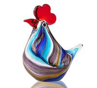 Hand Blown Rooster Miniature Ornament Art Glass Animal Craft Collectible Home Office Decor