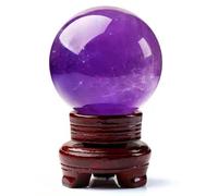 Hand Carved Crystal Ball with Stand,Large Amethyst Crystal Sphere,Beautiful Purple Crystal Quartz Ball for, Divination, Witchcraft,9cm