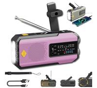 Hand Crank Solar Radio, Emergency Radio Hand Crank Solar, Multi-Function Emergency Weather Radios with LED Flashlight, 2000mAh Emergencys Weather Radios for Camping & Blackouts (Pink)