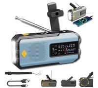 Hand Crank Solar Radio, Emergency Radio Hand Crank Solar, Multi-Function Emergency Weather Radios with LED Flashlight, 2000mAh Emergencys Weather Radios for Camping & Blackouts (Blue)