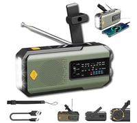 Hand Crank Solar Radio, Emergency Radio Hand Crank Solar, Multi-Function Emergency Weather Radios with LED Flashlight, 2000mAh Emergencys Weather Radios for Camping & Blackouts (Green)