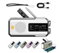 Hand Crank Solar Radio, Emergency Radio Hand Crank Solar, Weather Radios, with Flashlight, Cell Phone Charger, 3-Way Power,Waterproof for Camping & Blackouts (White)