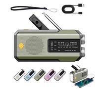 Hand Crank Solar Radio, Emergency Radio Hand Crank Solar, Weather Radios, with Flashlight, Cell Phone Charger, 3-Way Power,Waterproof for Camping & Blackouts (Green)