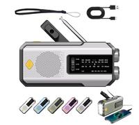 Hand Crank Solar Radio, Emergency Radio Hand Crank Solar, Weather Radios, with Flashlight, Cell Phone Charger, 3-Way Power,Waterproof for Camping & Blackouts (Gray)