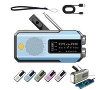 Hand Crank Solar Radio, Emergency Radio Hand Crank Solar, Weather Radios, with Flashlight, Cell Phone Charger, 3-Way Power,Waterproof for Camping & Blackouts (Blue)