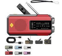 Hand Crank Solar Radio, Multi-Function Emergency Weather Radio with LED Flashlight, Solar Hand Crank, Portable Retro Classic Style, Rechargeable, with Flashlight (Red)