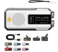 Hand Crank Solar Radio, Multi-Function Emergency Weather Radio with LED Flashlight, Solar Hand Crank, Portable Retro Classic Style, Rechargeable, with Flashlight (Gray)