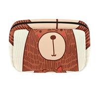 Hand Draw Bear-01 Bolsa de maquillaje personalizada de viaje, bolsa de cosméticos, bolsa de aseo para mujeres y niñas, Varios colores, 17.5x7x10.5cm/6.9x4.1x2.8in