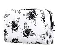 Hand Draw - Bolsa de cosméticos para mujer, diseño de abejorro negro, bolsa organizadora con cremallera, multicolor, 18.5x7.5x13cm/7.3x3x5.1in, Neceser